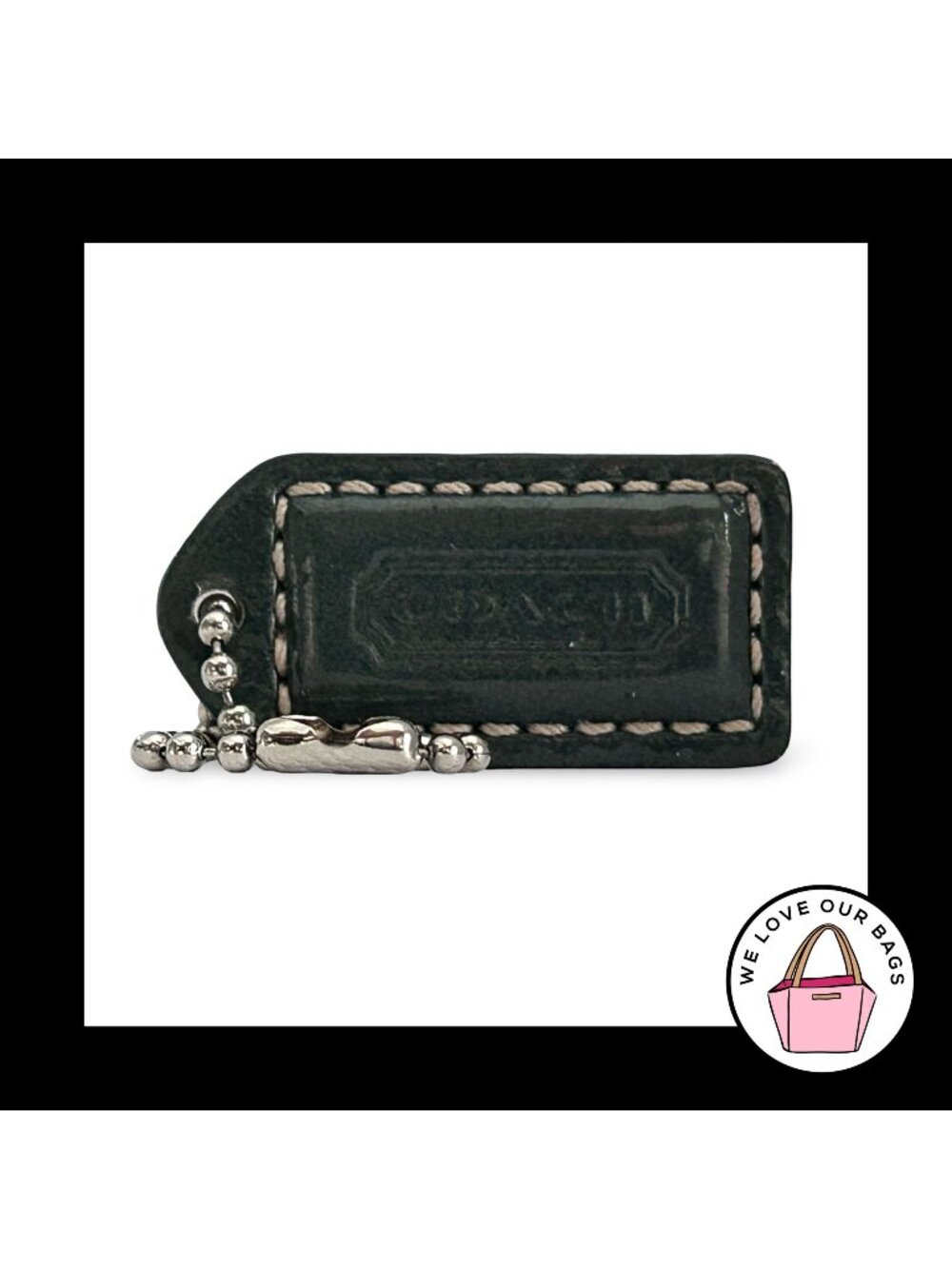 COACH Y2K VINTAGE Hang Tag 1.5" Green Patent Leather Bag Charm Keychain Fob